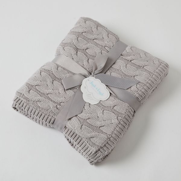 Picture of AURORA CABLE BABY BLANKET GREY