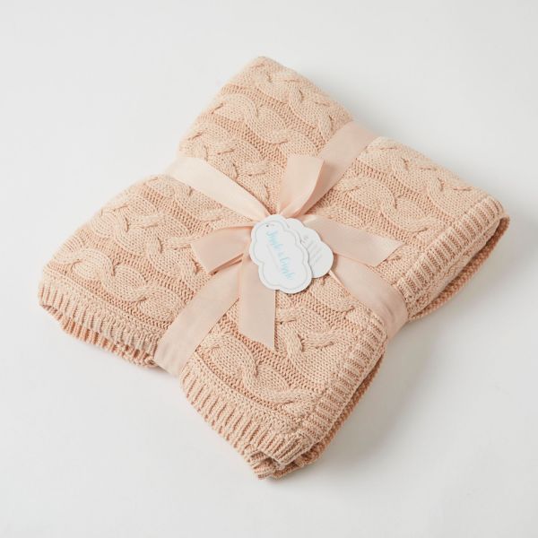 Picture of AURORA CABLE KNIT BABY BLANKET PINK