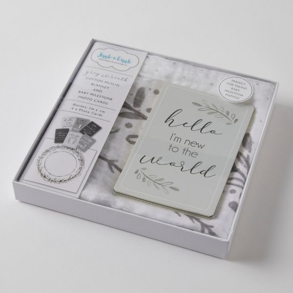 Picture of MILESTONE MUSLIN SET GREY WREATH