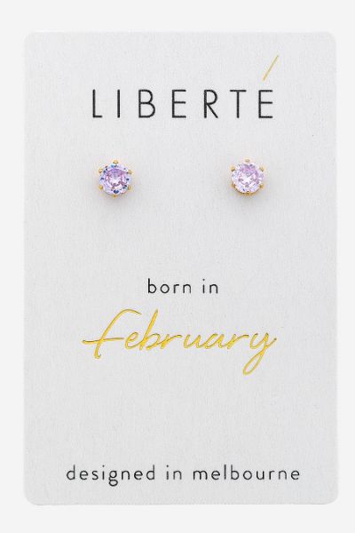 Picture of FEBRUARY AMETHYST CRYSTAL STUD